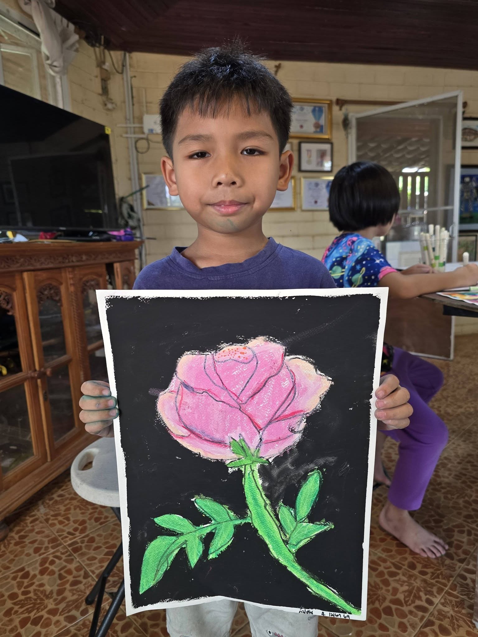 The Glowing Pink Rose – Floral Kids Art